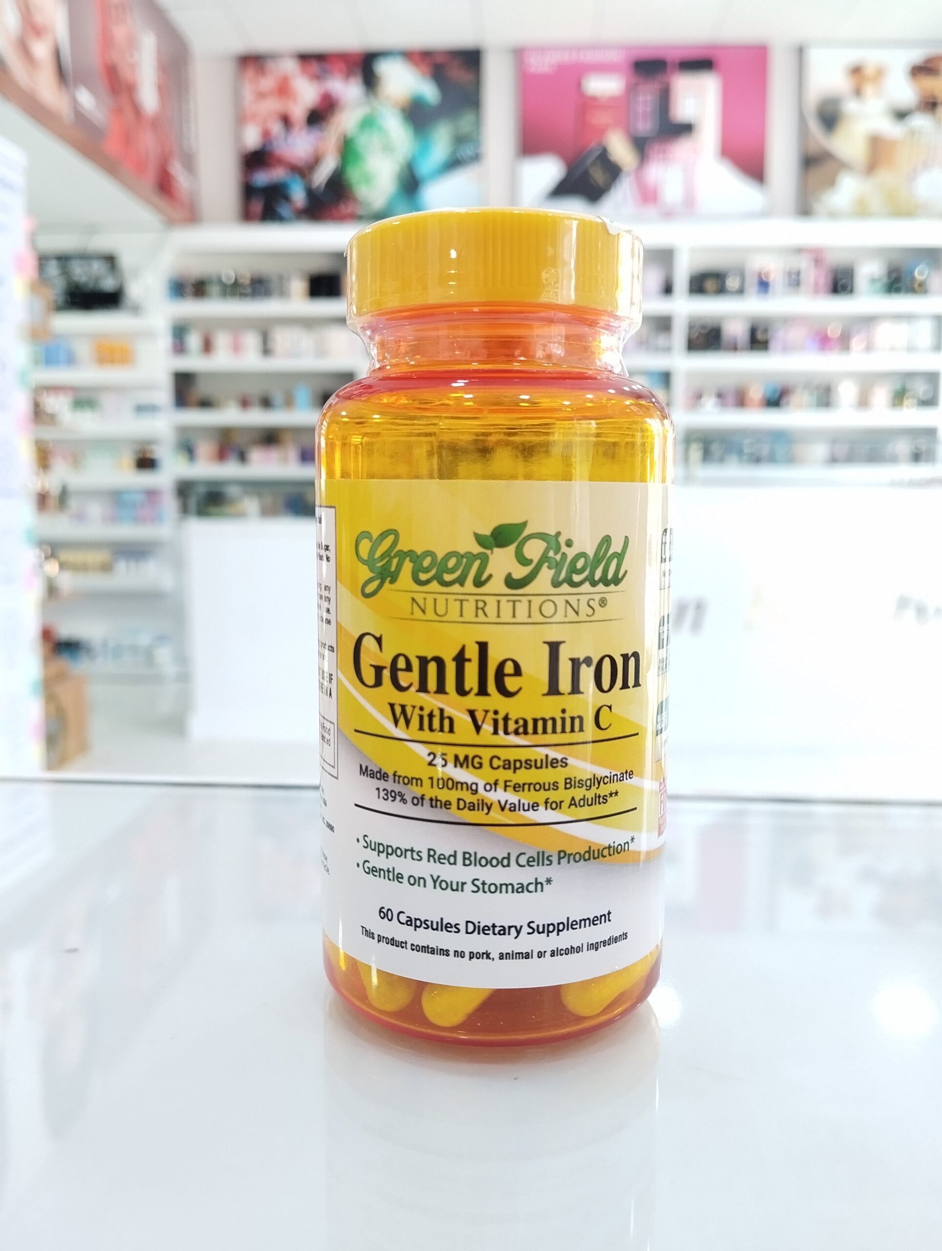 کپسول آهن ملایم گرین فیلد نوتریشنز با ویتامین C (Green Field Nutritions Gentle Iron with Vitamin C) – 25 میلی‌گرم | 60 کپسول